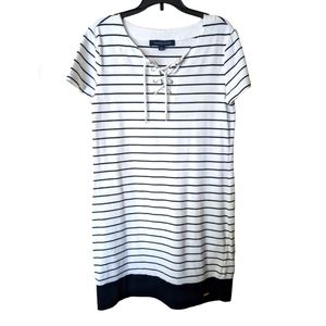 Tommy Hilfiger cotton casual comfortable black & white striped shirt dre…